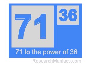 71 to the power of 36