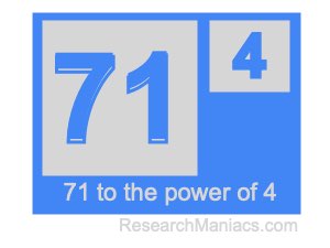 71 to the power of 4