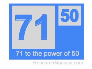 71 to the power of 50
