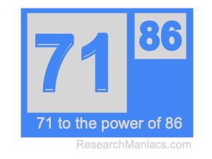 71 to the power of 86