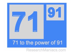71 to the power of 91