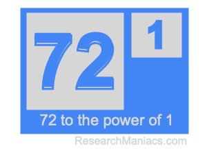 72 to the power of 1