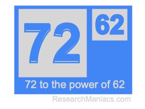 72 to the power of 62