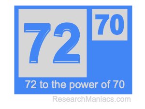 72 to the power of 70