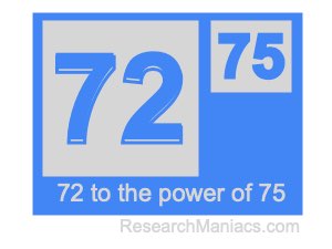 72 to the power of 75