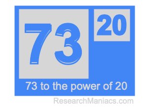73 to the power of 20