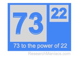 73 to the power of 22