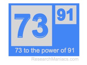 73 to the power of 91