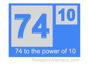 74 to the power of 10