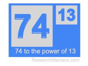 74 to the power of 13
