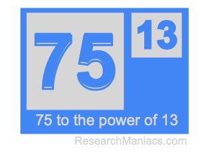 75 to the power of 13