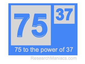 75 to the power of 37