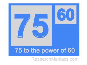 75 to the power of 60