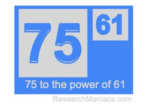 75 to the power of 61
