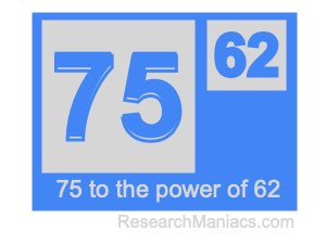 75 to the power of 62