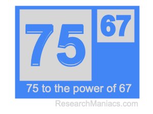 75 to the power of 67