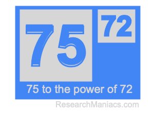 75 to the power of 72