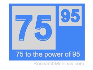 75 to the power of 95
