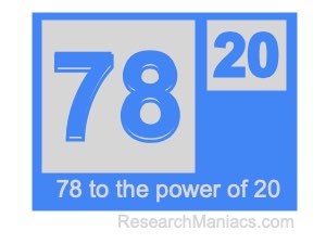 78 to the power of 20