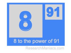 8 to the power of 91