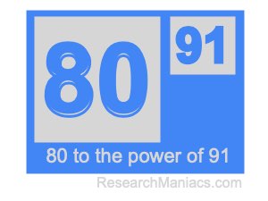 80 to the power of 91
