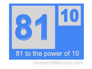 81 to the power of 10