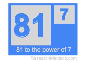 81 to the power of 7