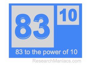 83 to the power of 10