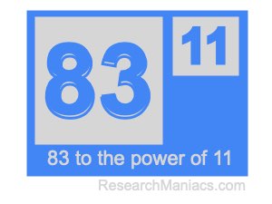 83 to the power of 11