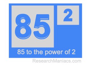 85 to the power of 2
