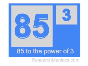 85 to the power of 3