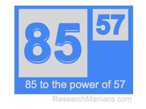85 to the power of 57