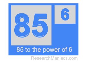 85 to the power of 6