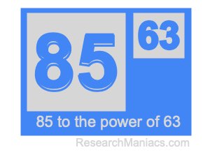 85 to the power of 63