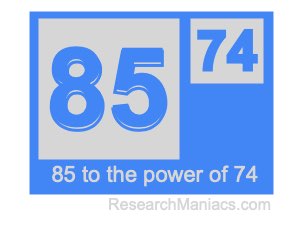 85 to the power of 74