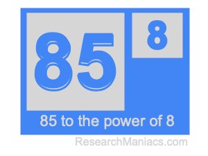 85 to the power of 8