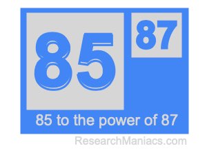 85 to the power of 87