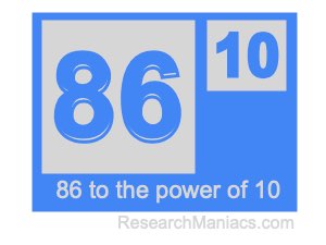 86 to the power of 10
