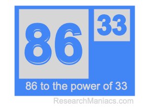 86 to the power of 33
