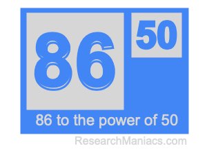 86 to the power of 50