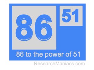 86 to the power of 51