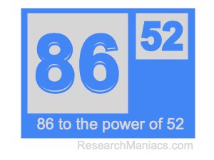 86 to the power of 52