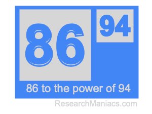 86 to the power of 94