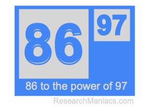 86 to the power of 97