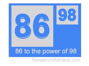 86 to the power of 98