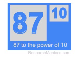 87 to the power of 10