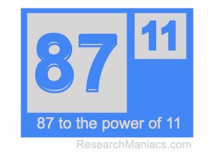 87 to the power of 11