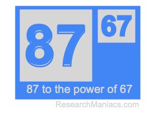 87 to the power of 67
