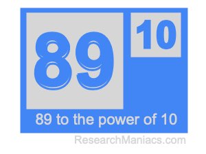 89 to the power of 10
