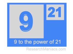 9 to the power of 21